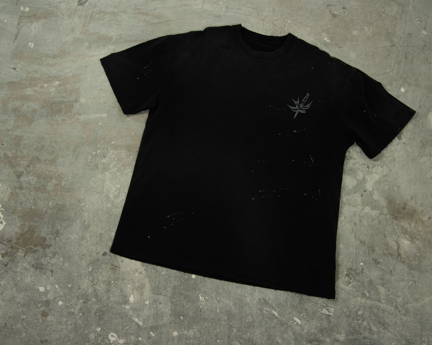 T-SHIRT MCG003 250GSM DISTRESSED AND SUN FADED BLACK [PRE-ORDER]