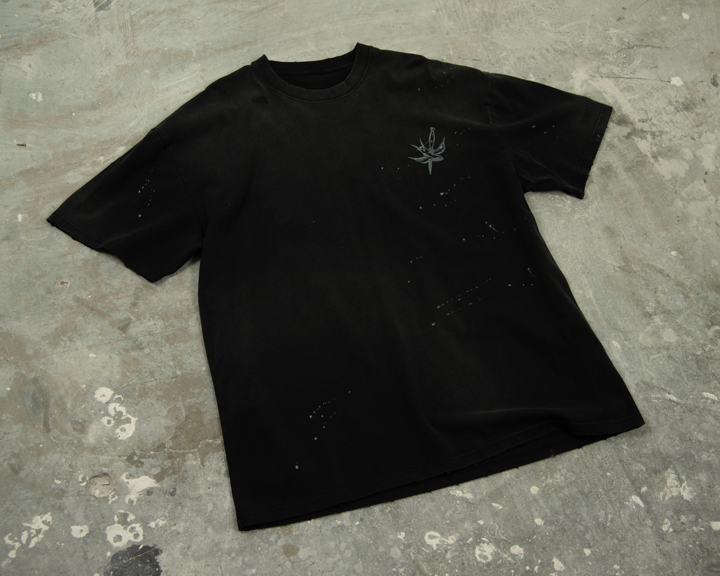 T-SHIRT MCG003 250GSM DISTRESSED AND SUN FADED BLACK [PRE-ORDER]