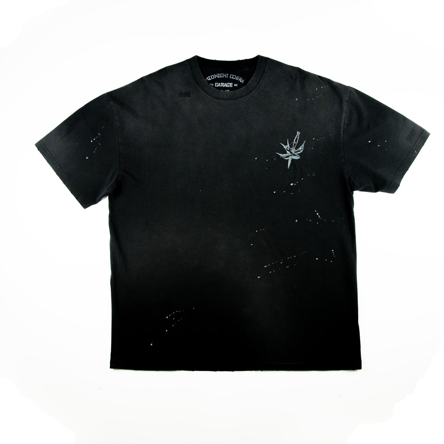 T-SHIRT MCG003 250GSM DISTRESSED AND SUN FADED BLACK [PRE-ORDER]
