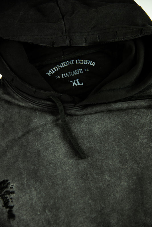 HOODIE MCG004 450GSM DISTRESSED AND SUN FADED BLACK [PRE-ORDER]