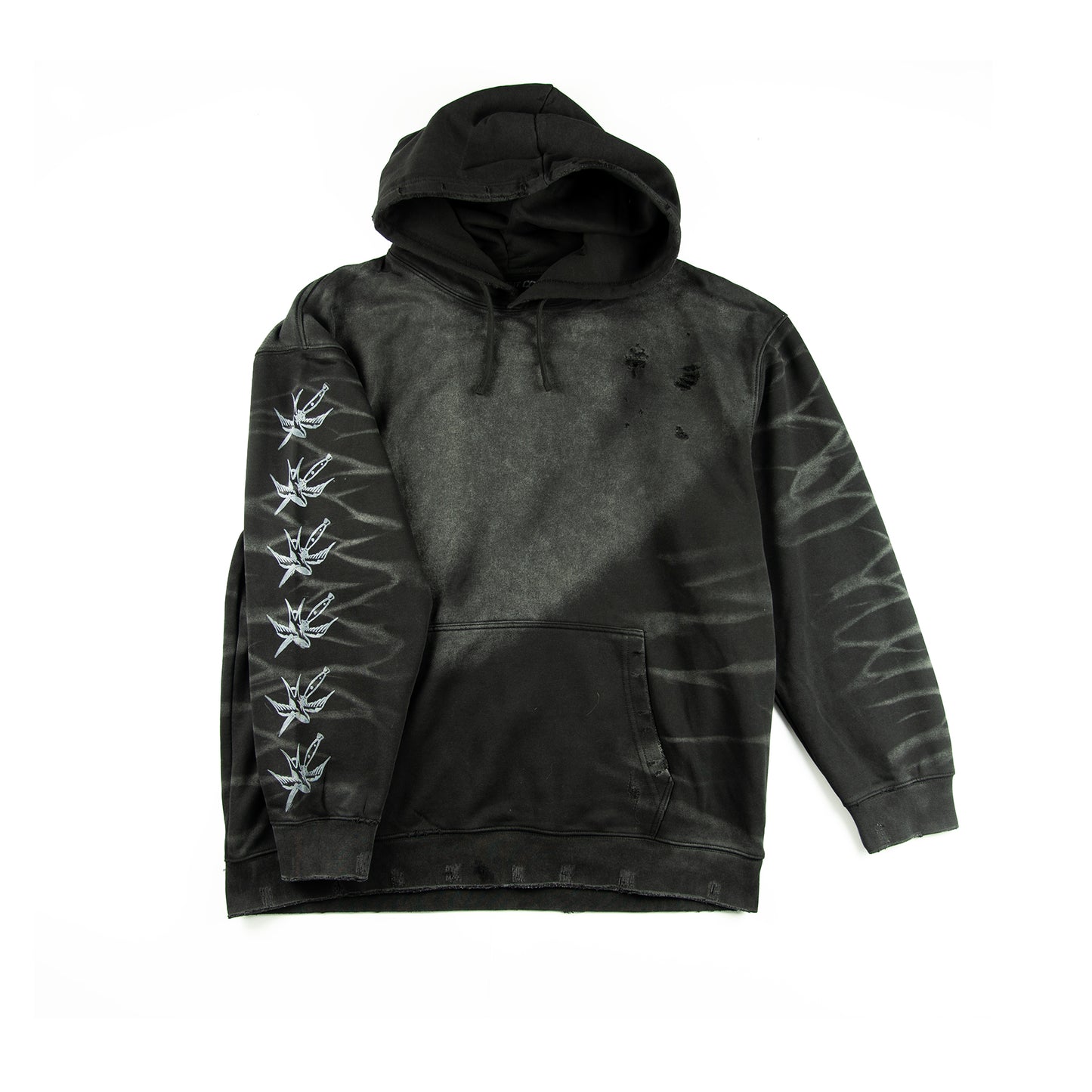 HOODIE MCG005 450GSM DISTRESSED AND SUN FADED BLACK WITH PRINT