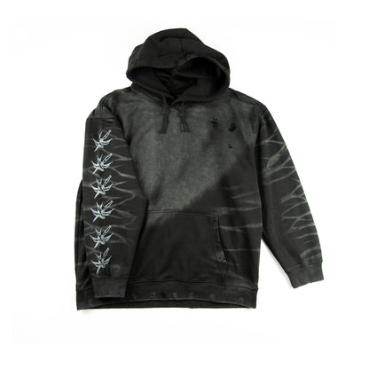 HOODIE MCG005 450GSM DISTRESSED AND SUN FADED BLACK WITH PRINT